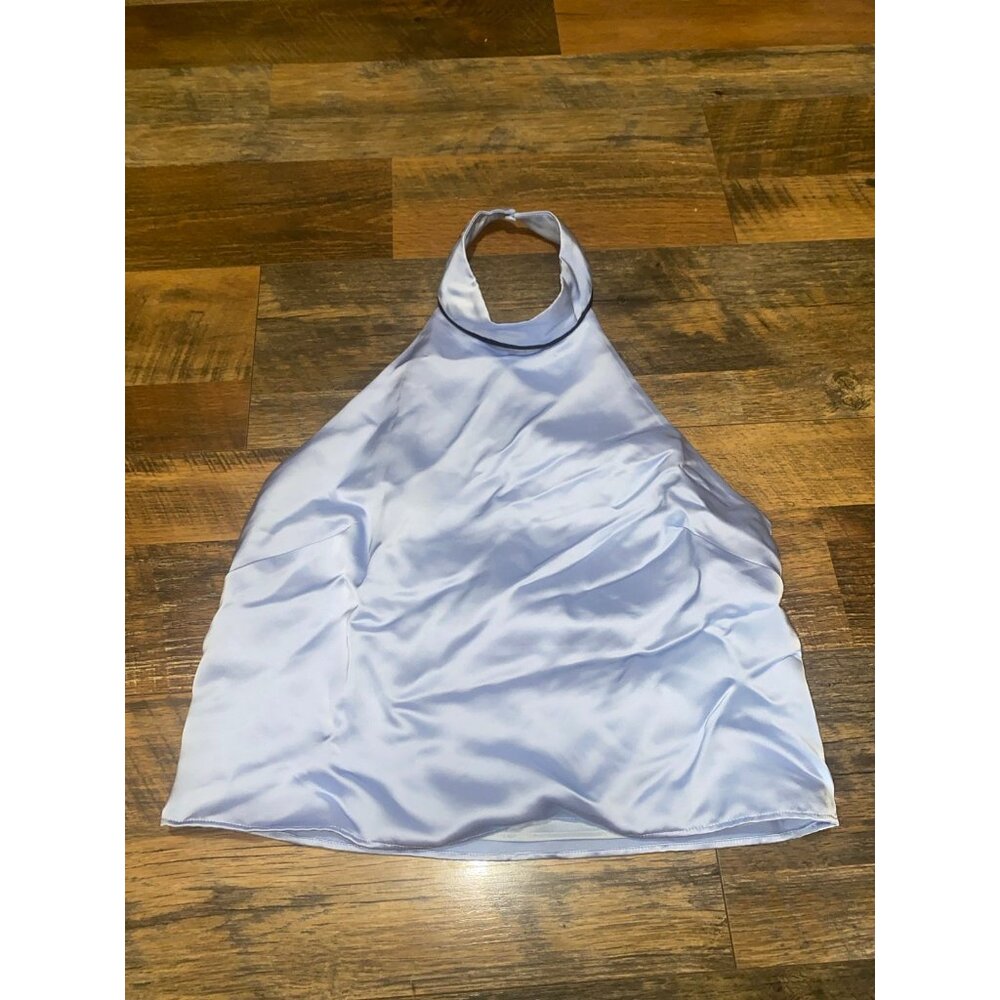 Massimo Dutti Contrast Satin Halter Top NWT